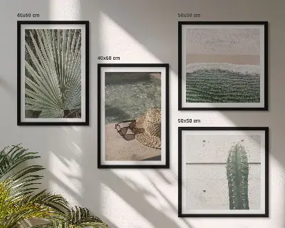 Set de cuadros modernos decoración para salón con temática de plantas tropicales