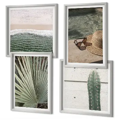 Set de cuadros modernos decoración para salón con temática de plantas tropicales