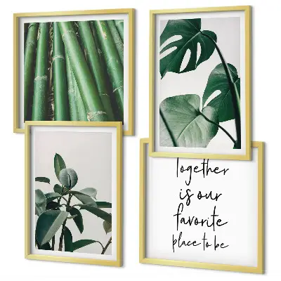 Galería de pared con hojas de planta de bambú