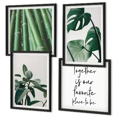 Galería de pared con hojas de planta de bambú
