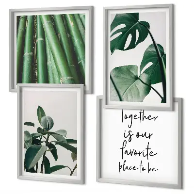 Galería de pared con hojas de planta de bambú