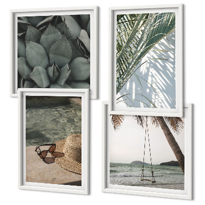 Set de cuadros modernos para salón Plantas tropicales para las vacaciones