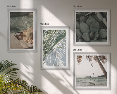 Set de cuadros modernos para salón Plantas tropicales para las vacaciones
