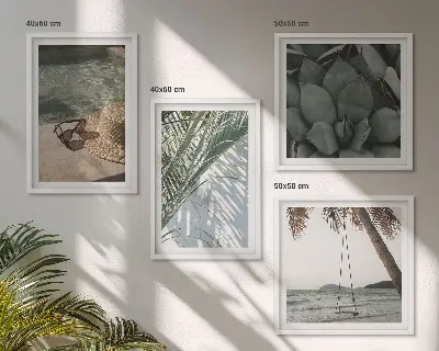 Set de cuadros modernos para salón con diseño de plantas tropicales