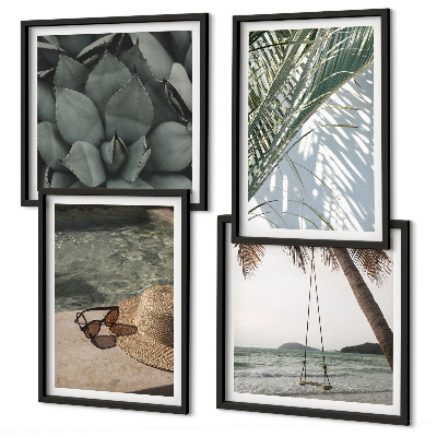 Set de cuadros modernos para salón Plantas tropicales para las vacaciones