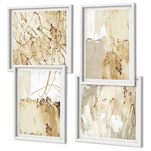 Set de cuadros modernos para salón Estampados abstractos beige blanco