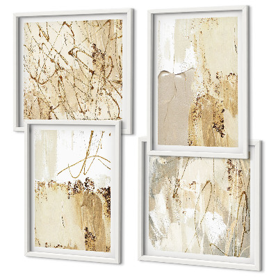 Set de cuadros modernos para salón Estampados abstractos beige blanco