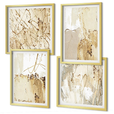 Set de cuadros modernos para salón Estampados abstractos beige blanco