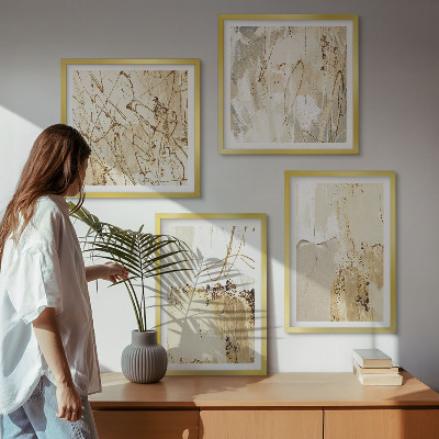 Set de cuadros modernos para salón Estampados abstractos beige blanco