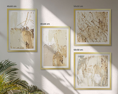 Set de cuadros modernos para salón Estampados abstractos beige blanco