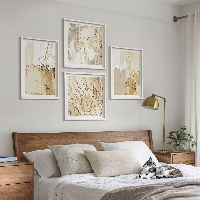 Set de cuadros modernos para salón Estampados abstractos beige blanco