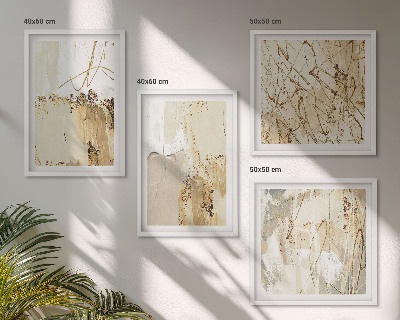 Set de cuadros modernos para salón Estampados abstractos beige blanco