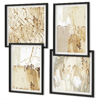 Set de cuadros modernos para salón Estampados abstractos beige blanco