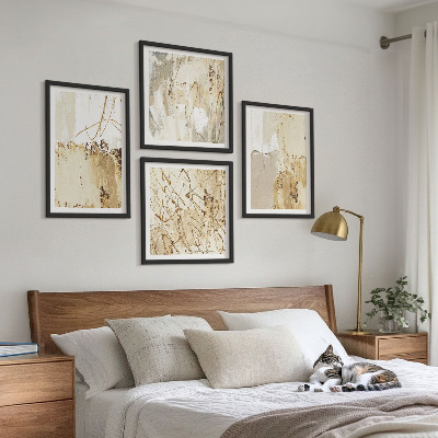 Set de cuadros modernos para salón Estampados abstractos beige blanco