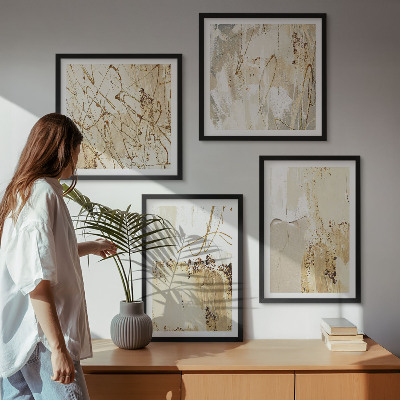 Set de cuadros modernos para salón Estampados abstractos beige blanco