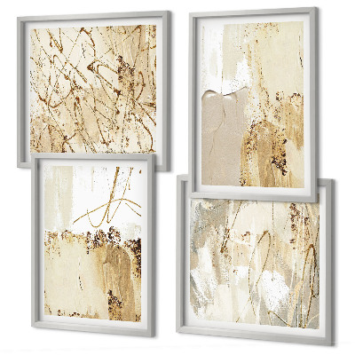 Set de cuadros modernos para salón Estampados abstractos beige blanco