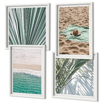 Set de 4 cuadros para salón Vistas de vacaciones a la playa y al mar