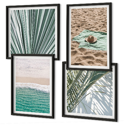 Set de 4 cuadros para salón Vistas de vacaciones a la playa y al mar