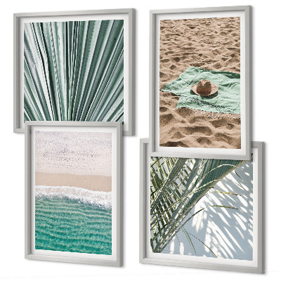 Set de 4 cuadros para salón Vistas de vacaciones a la playa y al mar