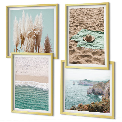 Galería de pared Sombrero de hierba con olas de playa