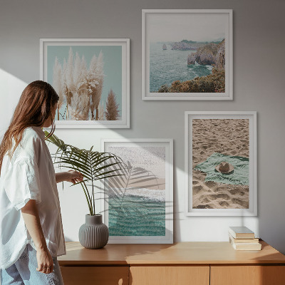 Galería de pared Sombrero de hierba con olas de playa