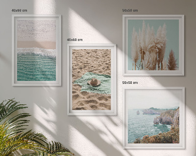 Galería de pared Sombrero de hierba con olas de playa