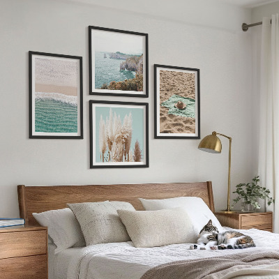 Galería de pared Sombrero de hierba con olas de playa