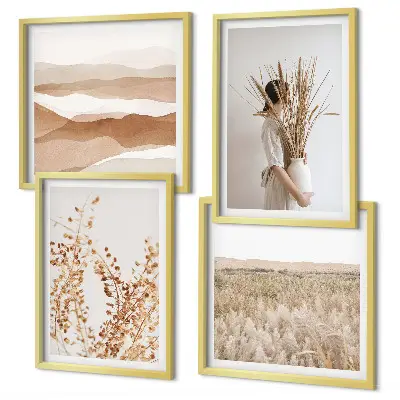 Set de cuadros modernos para salón con motivos vegetales al estilo boho