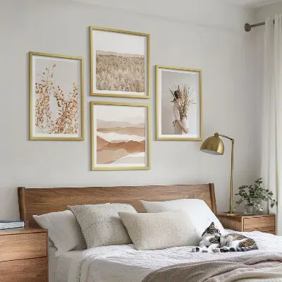 Set de cuadros modernos para salón con motivos vegetales al estilo boho