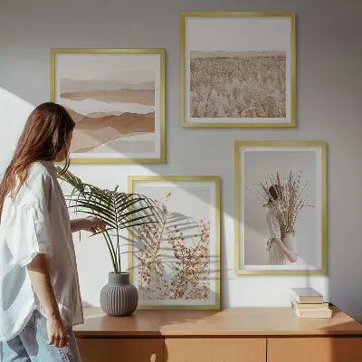 Set de cuadros modernos para salón con motivos vegetales al estilo boho
