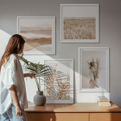 Set de cuadros modernos para salón Motivos vegetales al estilo boho