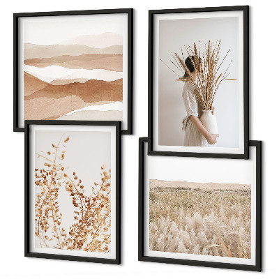 Set de cuadros modernos para salón Motivos vegetales al estilo boho