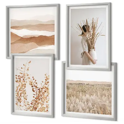 Set de cuadros modernos para salón con motivos vegetales al estilo boho