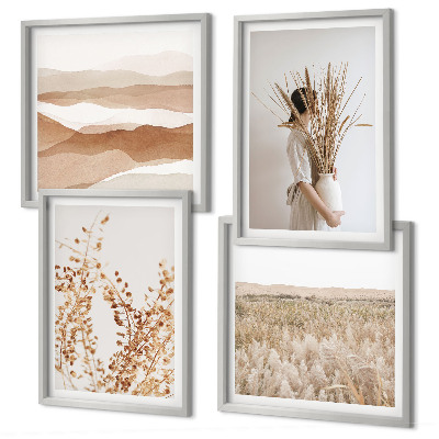Set de cuadros modernos para salón Motivos vegetales al estilo boho