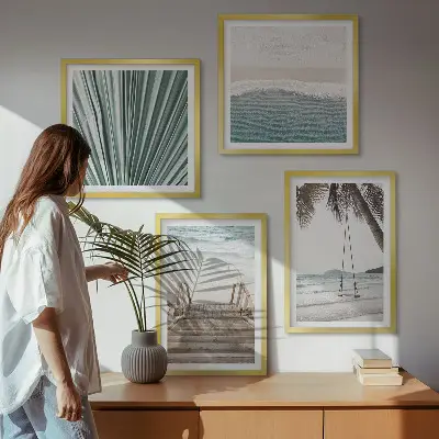 Set de 4 cuadros decorativos vacaciones tropicales para salón