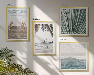 Set de 4 cuadros decorativos vacaciones tropicales para salón