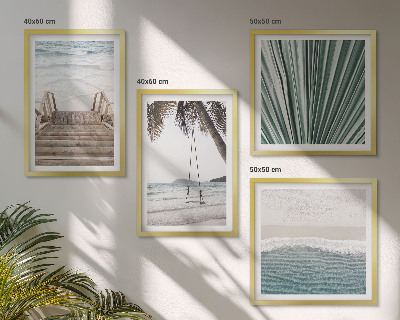 Set de 4 cuadros para salón Vacaciones tropicales