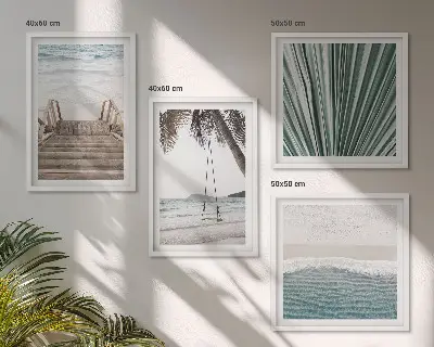 Set de 4 cuadros decorativos vacaciones tropicales para salón