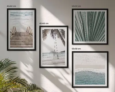 Set de 4 cuadros decorativos vacaciones tropicales para salón