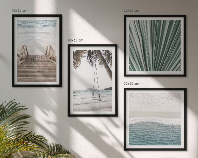 Set de 4 cuadros para salón Vacaciones tropicales