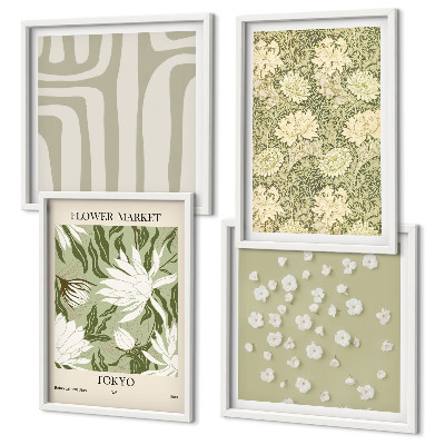 Set de cuadros modernos para salón composiciones bohemias de plantas en tonos pastel