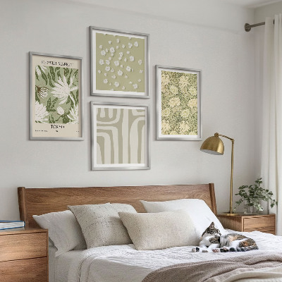 Set de cuadros modernos para salón composiciones bohemias de plantas en tonos pastel