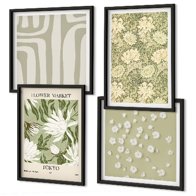 Set de cuadros modernos para salón composiciones bohemias de plantas en tonos pastel