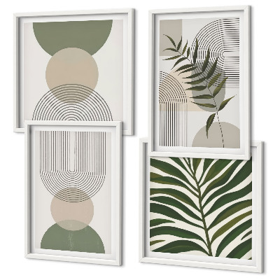 Set de 4 cuadros para salón Hojas abstractas estilo boho