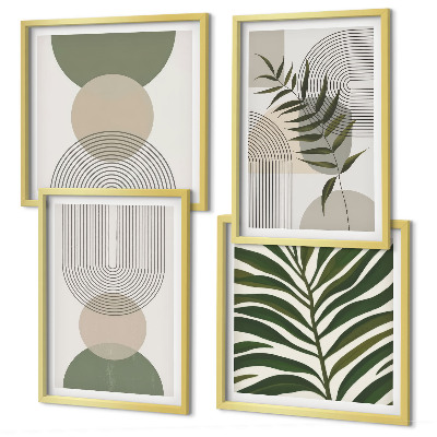 Set de 4 cuadros para salón Hojas abstractas estilo boho