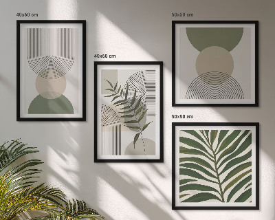 Set de 4 cuadros para salón Hojas abstractas estilo boho