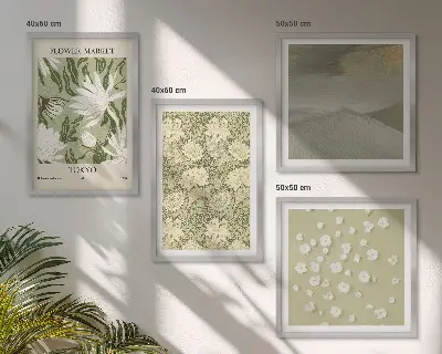 Galería de pared con abstracciones florales de estilo bohemio