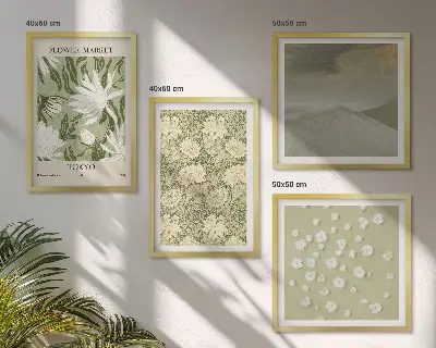 Galería de pared con abstracciones florales de estilo bohemio