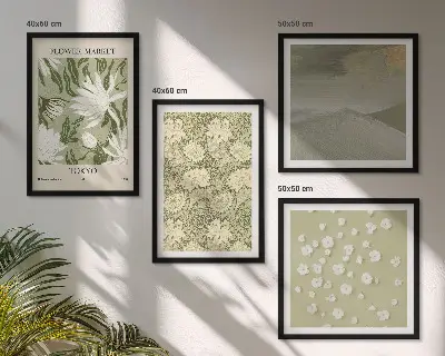 Galería de pared con abstracciones florales de estilo bohemio