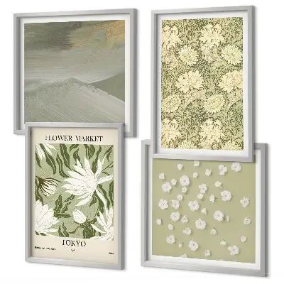 Galería de pared con abstracciones florales de estilo bohemio